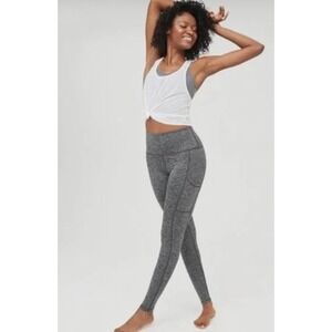 Aerie Leggings‎ Women Medium Gray Chill Play Move Heathered High Waisted Pockets
